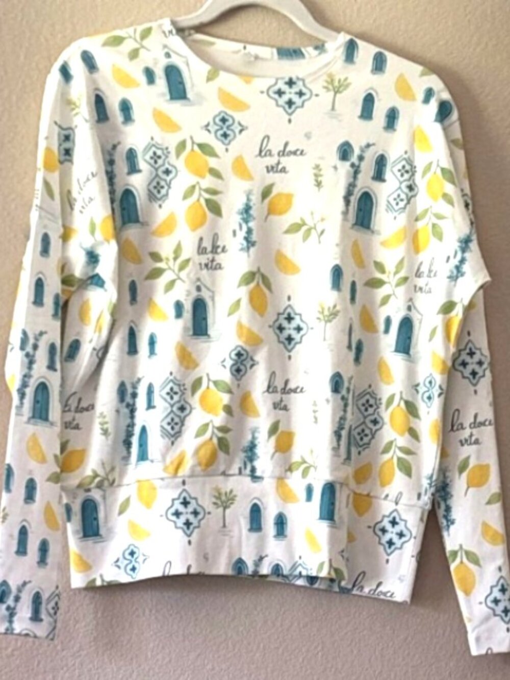 La Dolce Vita Lemon Print Crewneck by Aleeza Paris New